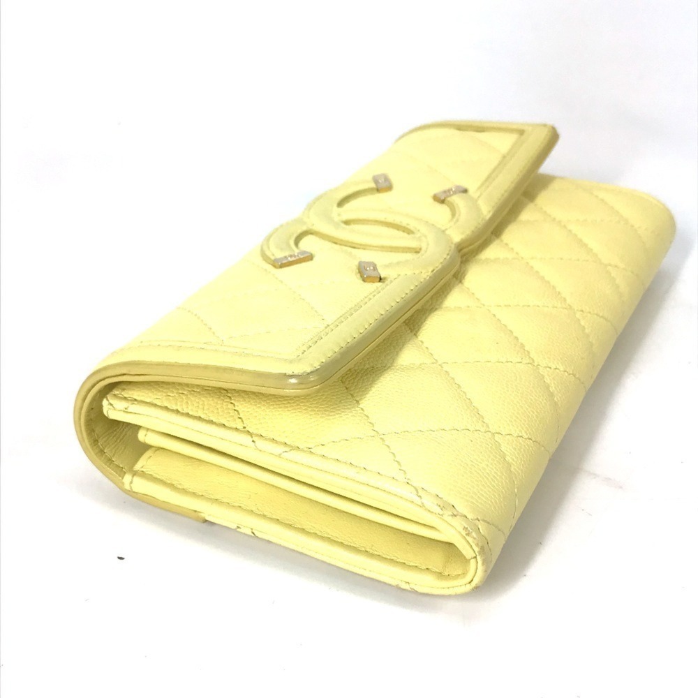 CHANEL Authentic Yellow Caviar Leather Logo Wallet - Picture 3 of 16